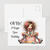 Postale Carte de Vœux d'Anniversaire en Retard (Devant / Derrière)