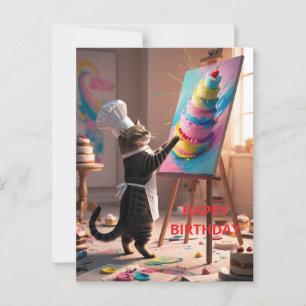 Postale Carte de vœux d'anniversaire Funny Cat Cake