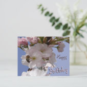 Postale Carte de vœux d'anniversaire Jolies Fleurs & Abeil (Debout devant)