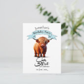 Postale Carte de vœux d'anniversaire joyeux garçon vache (Debout devant)