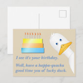 Postale Carte de vœux d'anniversaire Peeking Duck (Devant / Derrière)