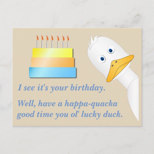 Postale Carte de vœux d'anniversaire Peeking Duck (Devant)