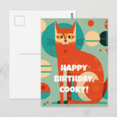 Postale Carte de vœux d'anniversaire pour chat abstrait du (Devant / Derrière)