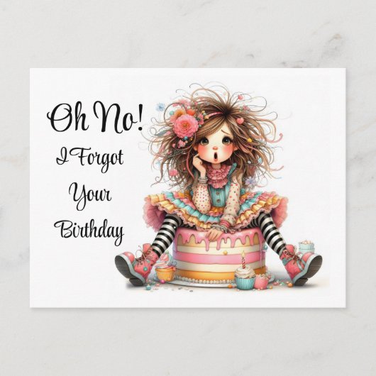 Postale Carte de vœux d'anniversaire retardée (Devant)