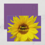Postale Carte de vœux d'anniversaire Tournesol (Devant / Derrière)