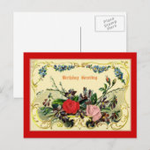 Postale Carte de voeux d'anniversaire vintage (Devant / Derrière)