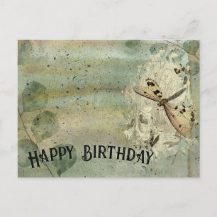 Postale Carte de vœux d'anniversaire vintage libellule