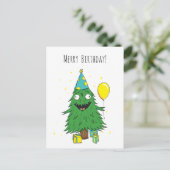 Postale Carte de vœux d'arbre de Noël d'anniversaire (Debout devant)