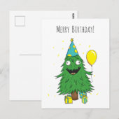 Postale Carte de vœux d'arbre de Noël d'anniversaire (Devant / Derrière)