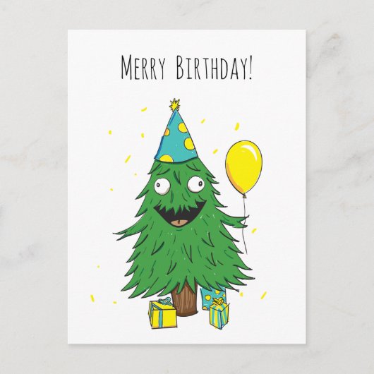 Postale Carte de vœux d'arbre de Noël d'anniversaire (Devant)