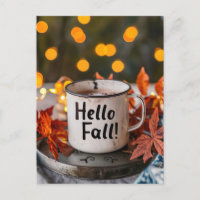 Carte de vœux d'automne avec mug