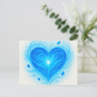 Carte de voeux de coeur bleu radiant - Lumière spi