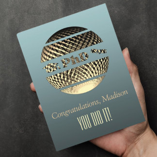 Postale Carte de voeux de doctorat or platine