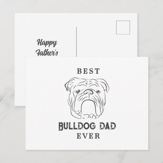 Postale Carte de voeux de Fête des pères de Bulldog Papa a (Devant / Derrière)