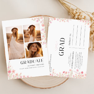 Postale Carte de voeux de fin d'études avec photo et nœud