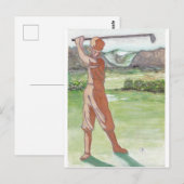 Postale Carte de voeux de golf vintage (Devant / Derrière)