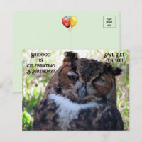 Carte de vœux de hibou grand-duc pour anniversaire