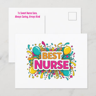 Postale Carte de voeux de la meilleure infirmière brillant
