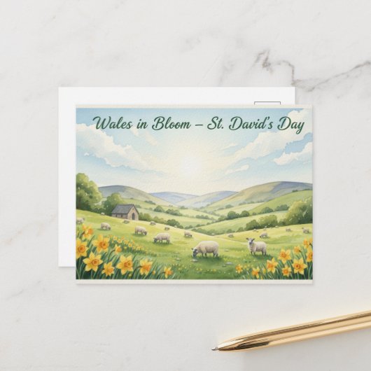 Postale Carte de vœux de la Saint-David (Devant/Arrière en situation)