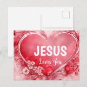 Postale Carte de vœux de l'Écriture Sainte Jésus vous aime (Devant / Derrière)