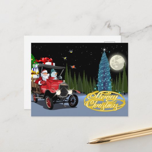 Postale Carte de voeux de Noël (Devant/Arrière en situation)