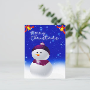 Postale Carte de vœux de Noël avec bonhomme de neige migno