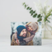 Postale carte de vœux de Noël avec photo de script mince (Debout devant)