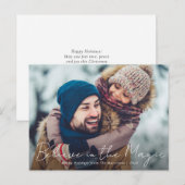 Postale carte de vœux de Noël avec photo de script mince (Devant / Derrière)