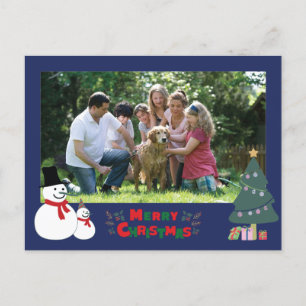 Postale Carte de vœux de Noël Bonhomme de neige