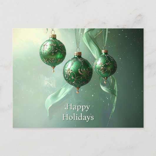 Postale Carte de vœux de Noël Boule Verte (Devant)