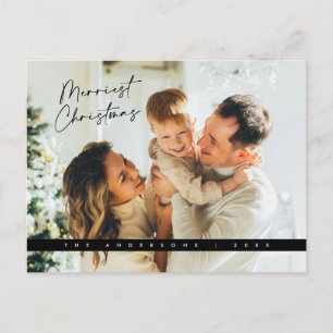 Postale Carte de vœux de Noël contemporaine, photo de fami