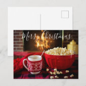 Postale Carte de vœux de Noël Cozy Fire (Devant / Derrière)