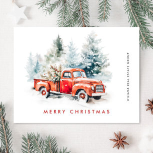 Postale Carte de vœux de Noël de camion de ferme Rouge Rét