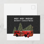 Postale Carte de vœux de Noël de pompier (Devant / Derrière)