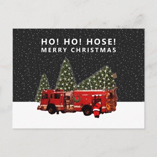 Postale Carte de vœux de Noël de pompier (Devant)