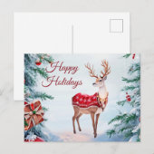 Postale Carte de vœux de Noël de renne (Devant / Derrière)