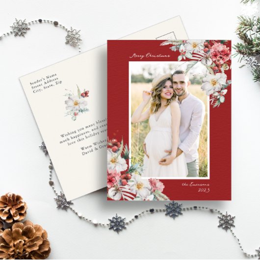 Postale Carte de vœux de Noël élégante pour photo de fêtes