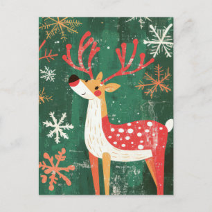 Postale Carte de vœux de Noël festive avec renne