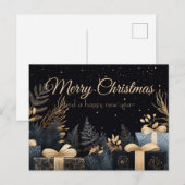 Postale Carte de voeux de Noël Festive et élégante (Devant / Derrière)