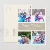 Postale Carte de vœux de Noël marron et beige avec plusieu (Devant / Derrière)