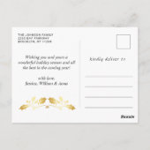 Postale Carte de vœux de Noël moderne dorée PHOTO (Dos)