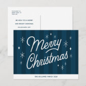 Postale Carte de vœux de Noël moderne script Joyeux Noël (Devant / Derrière)