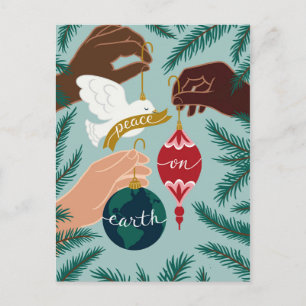 Postale Carte de voeux de Noël Paix sur Terre