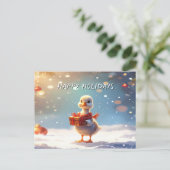 Postale Carte de vœux de Noël Petit Canard (Debout devant)