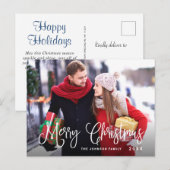 Postale Carte de vœux de Noël photo Moderne Joyeuses Fêtes (Devant / Derrière)