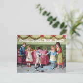 Postale Carte de vœux de Noël pour enfants victoriens (Debout devant)