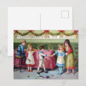 Postale Carte de vœux de Noël pour enfants victoriens (Devant / Derrière)
