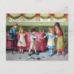 Postale Carte de vœux de Noël pour enfants victoriens
