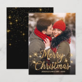 Postale Carte de voeux de Noël Sparkle PHOTO moderne (Devant / Derrière)