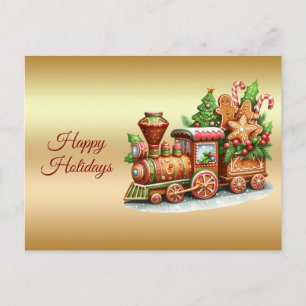 Postale Carte de vœux de Noël Train en pain d'épice